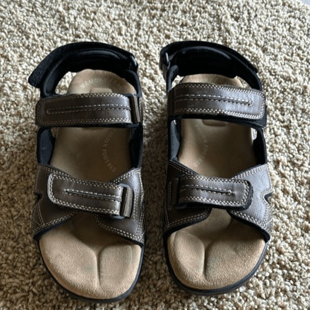 DOCKERS  Brown leather‎ strap fisherman Sandals Men's 8 hiking camping vintage
